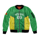 Senegal Basketball 2026 Custom Sleeve Zip Bomber Jacket Come On Lions African Pattern