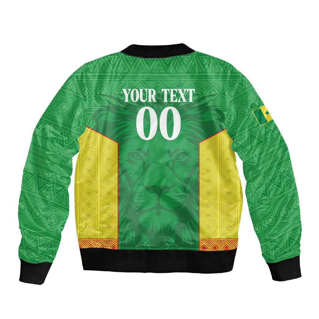 Senegal Basketball 2026 Custom Sleeve Zip Bomber Jacket Come On Lions African Pattern