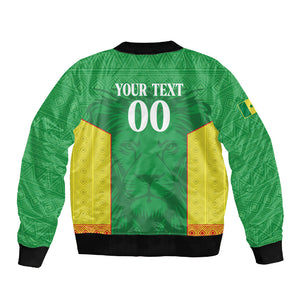 Senegal Basketball 2026 Custom Sleeve Zip Bomber Jacket Come On Lions African Pattern