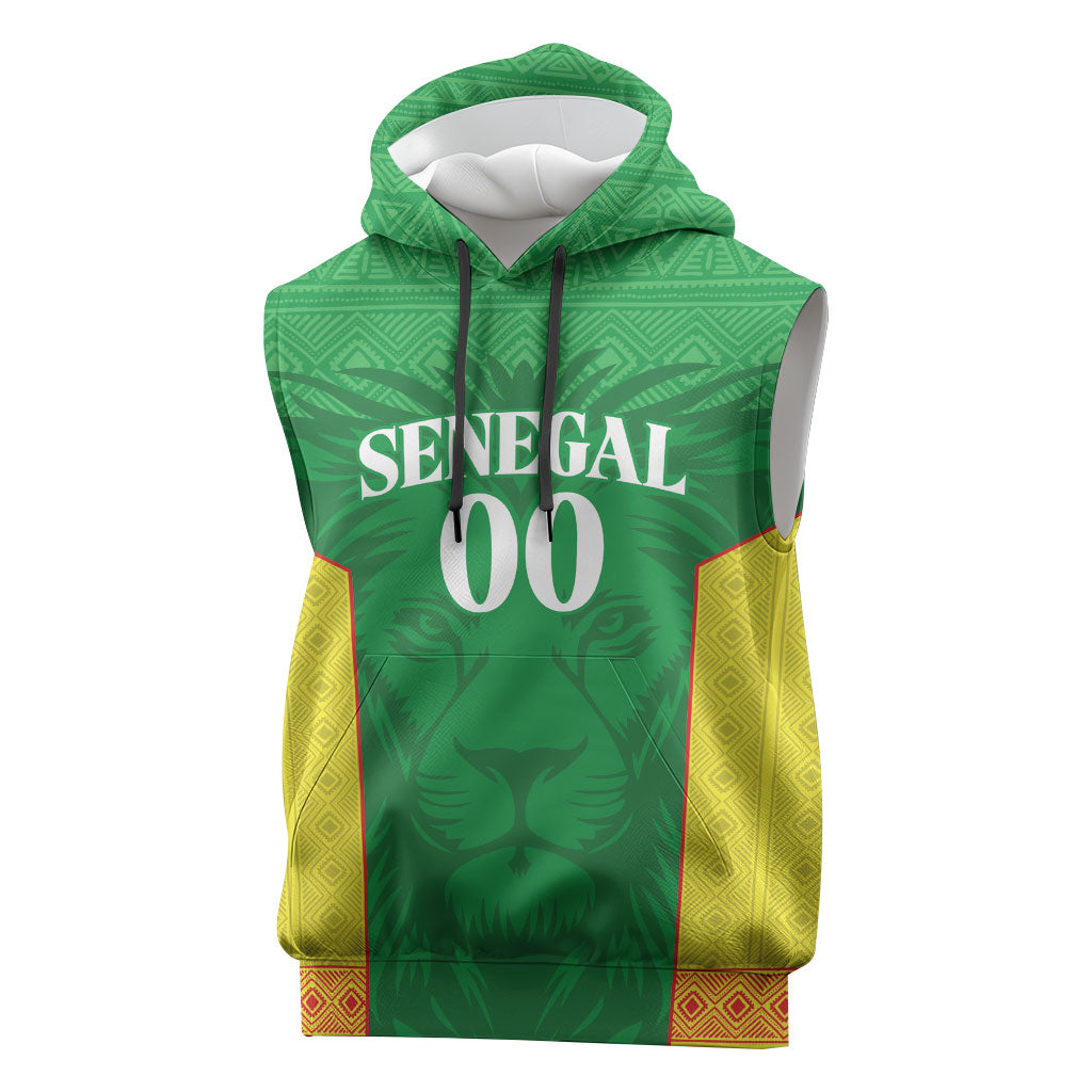 Senegal Basketball 2026 Custom Sleeveless Hoodie Come On Lions African Pattern