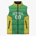 Senegal Basketball 2026 Custom Sleeveless Puffer Jacket Come On Lions African Pattern