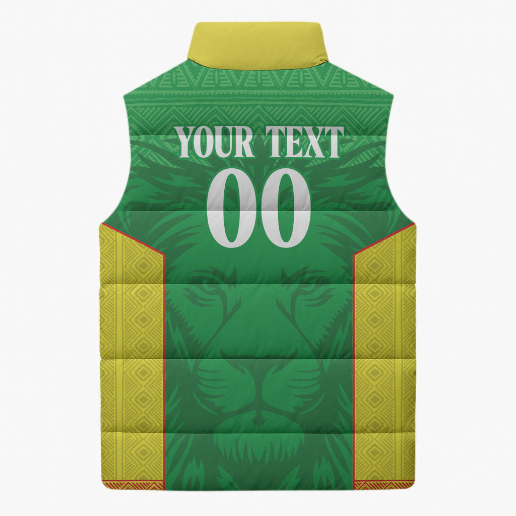 Senegal Basketball 2026 Custom Sleeveless Puffer Jacket Come On Lions African Pattern