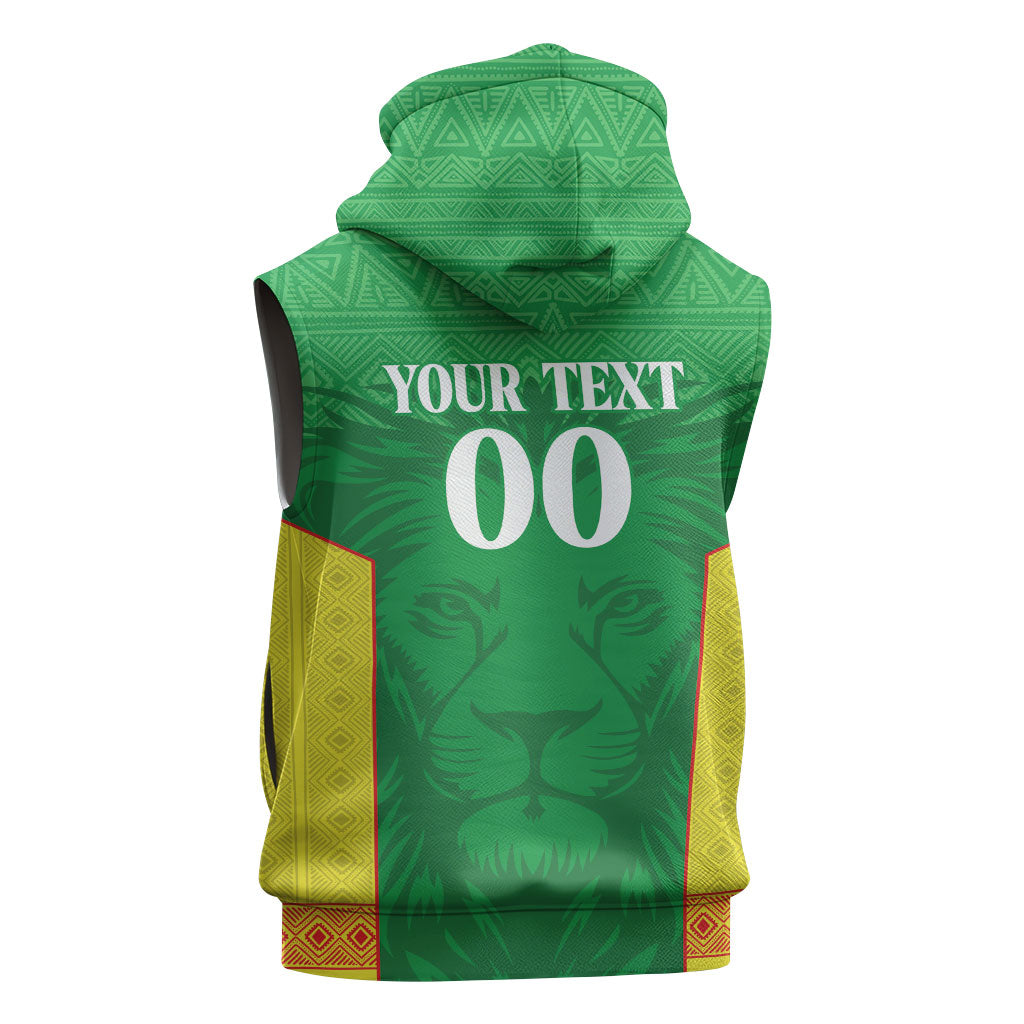 Senegal Basketball 2026 Custom Sleeveless Zip Hoodie Come On Lions African Pattern