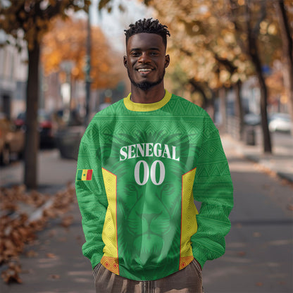 Senegal Basketball 2026 Custom Sweatshirt Come On Lions African Pattern