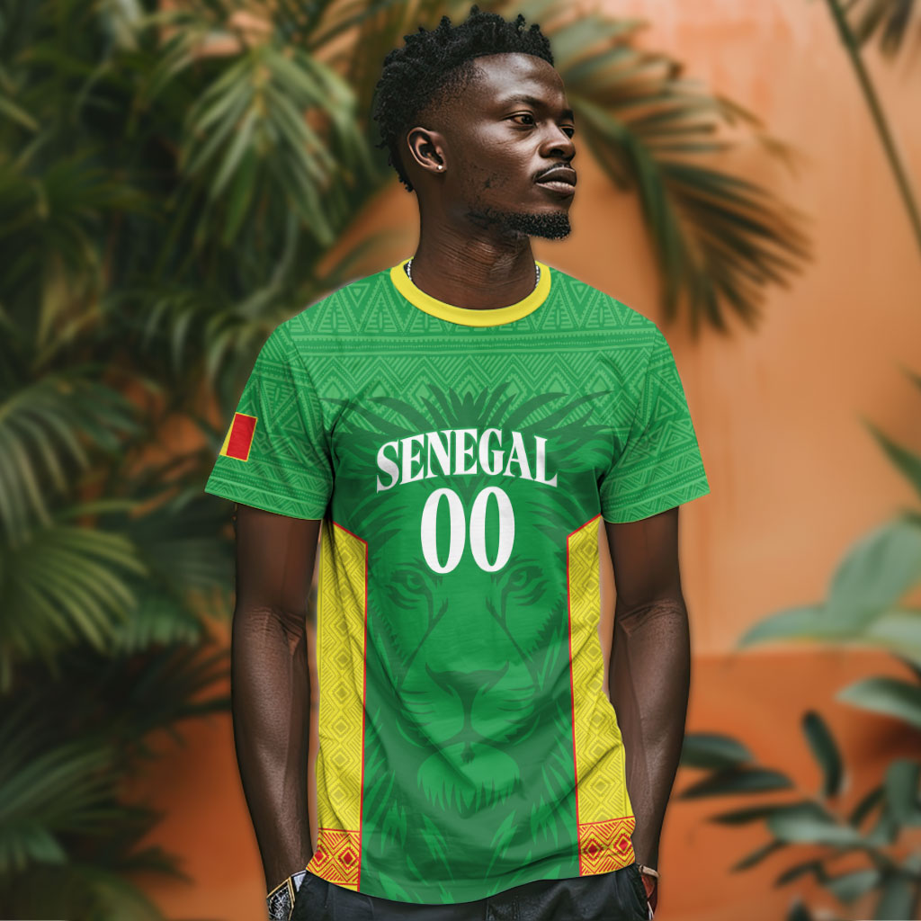Senegal Basketball 2026 Custom T shirt Come On Lions African Pattern