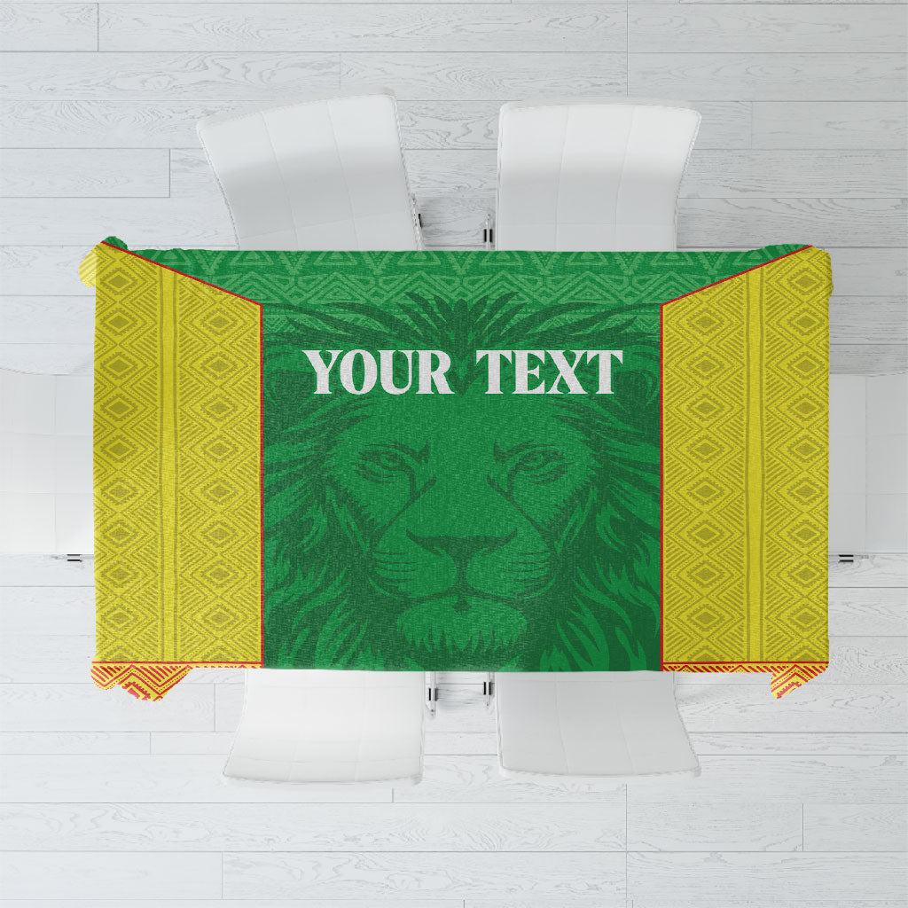 Senegal Basketball 2026 Custom Tablecloth Come On Lions African Pattern