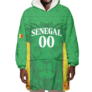 Senegal Basketball 2026 Custom Wearable Blanket Hoodie Come On Lions African Pattern