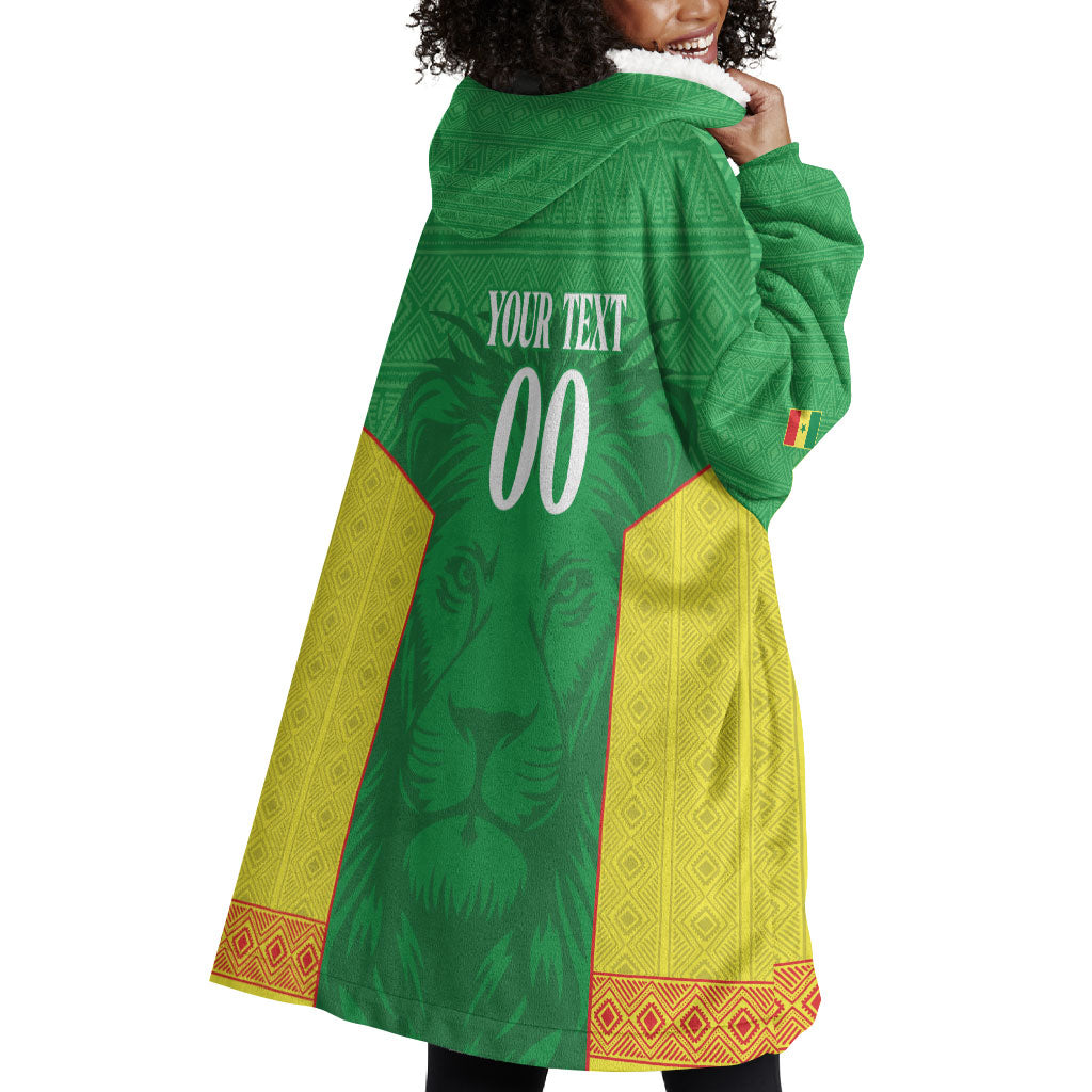 Senegal Basketball 2026 Custom Wearable Blanket Hoodie Come On Lions African Pattern