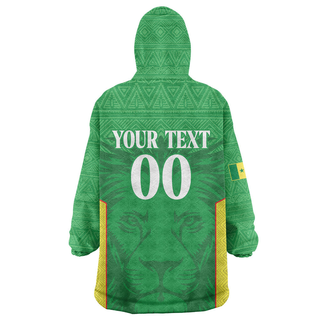 Senegal Basketball 2026 Custom Wearable Blanket Hoodie Come On Lions African Pattern