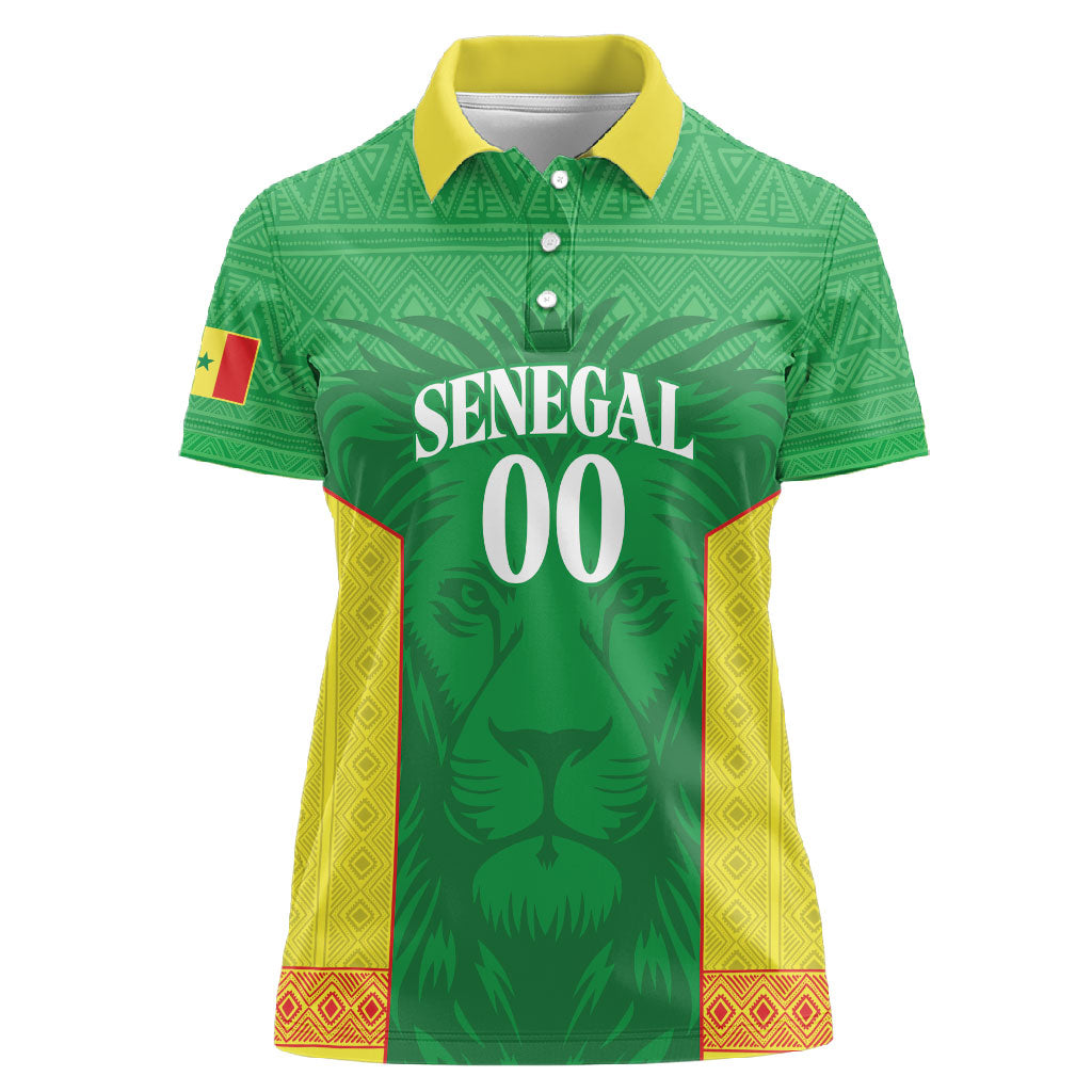 Senegal Basketball 2026 Custom Women Polo Shirt Come On Lions African Pattern
