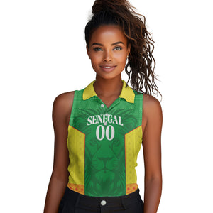 Senegal Basketball 2026 Custom Women Sleeveless Polo Shirt Come On Lions African Pattern