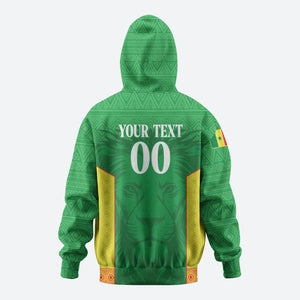 Senegal Basketball 2026 Custom Zip Hoodie Come On Lions African Pattern