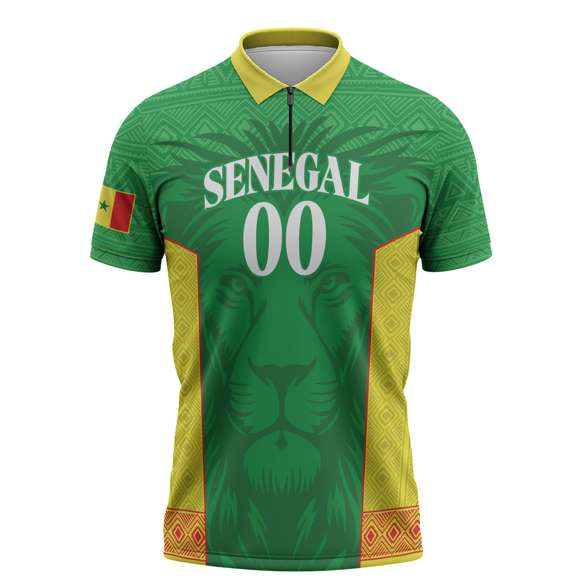 Senegal Basketball 2026 Custom Zipper Polo Shirt Come On Lions African Pattern