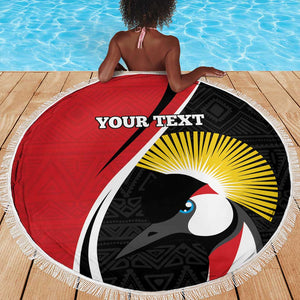 Afro Uganda Rugby Custom Beach Blanket Go Cranes - African Pattern