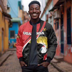 Afro Uganda Rugby Custom Bomber Jacket Go Cranes - African Pattern