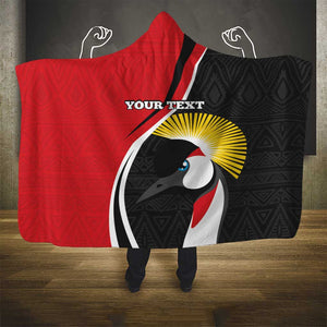 Afro Uganda Rugby Custom Hooded Blanket Go Cranes - African Pattern