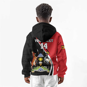 Afro Uganda Rugby Custom Kid Hoodie Go Cranes - African Pattern