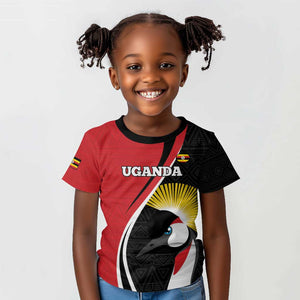 Afro Uganda Rugby Custom Kid T shirt Go Cranes - African Pattern