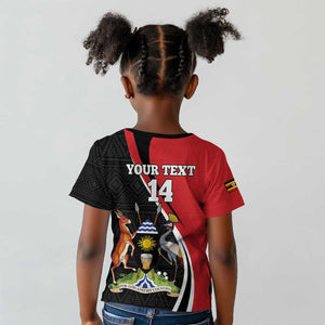 Afro Uganda Rugby Custom Kid T shirt Go Cranes - African Pattern