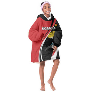 Afro Uganda Rugby Custom Kid Wearable Blanket Hoodie Go Cranes - African Pattern