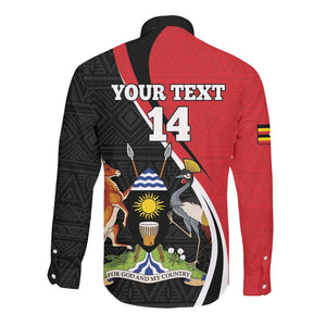 Afro Uganda Rugby Custom Long Sleeve Button Shirt Go Cranes - African Pattern