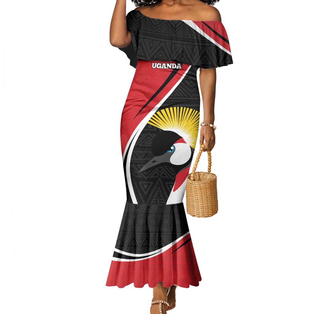 Afro Uganda Rugby Custom Mermaid Dress Go Cranes - African Pattern