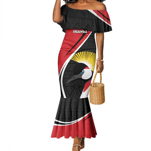 Afro Uganda Rugby Custom Mermaid Dress Go Cranes - African Pattern