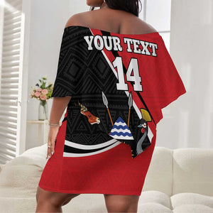 Afro Uganda Rugby Custom Off Shoulder Short Dress Go Cranes - African Pattern