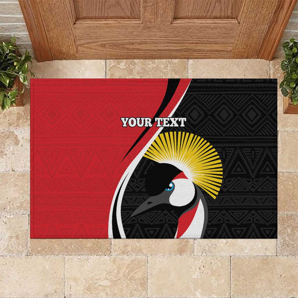 Afro Uganda Rugby Custom Rubber Doormat Go Cranes - African Pattern