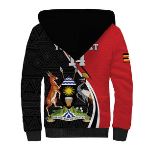 Afro Uganda Rugby Custom Sherpa Hoodie Go Cranes - African Pattern