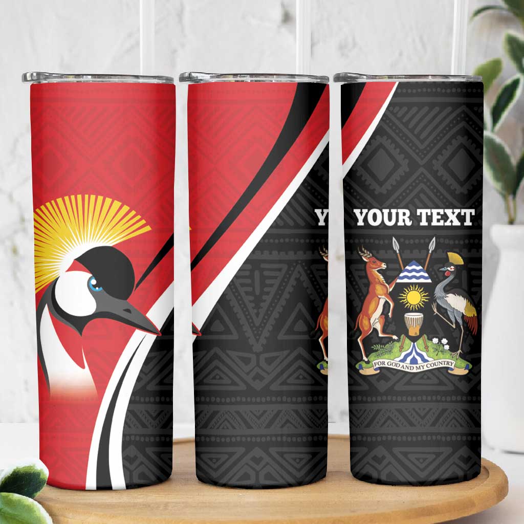 Afro Uganda Rugby Custom Skinny Tumbler Go Cranes - African Pattern