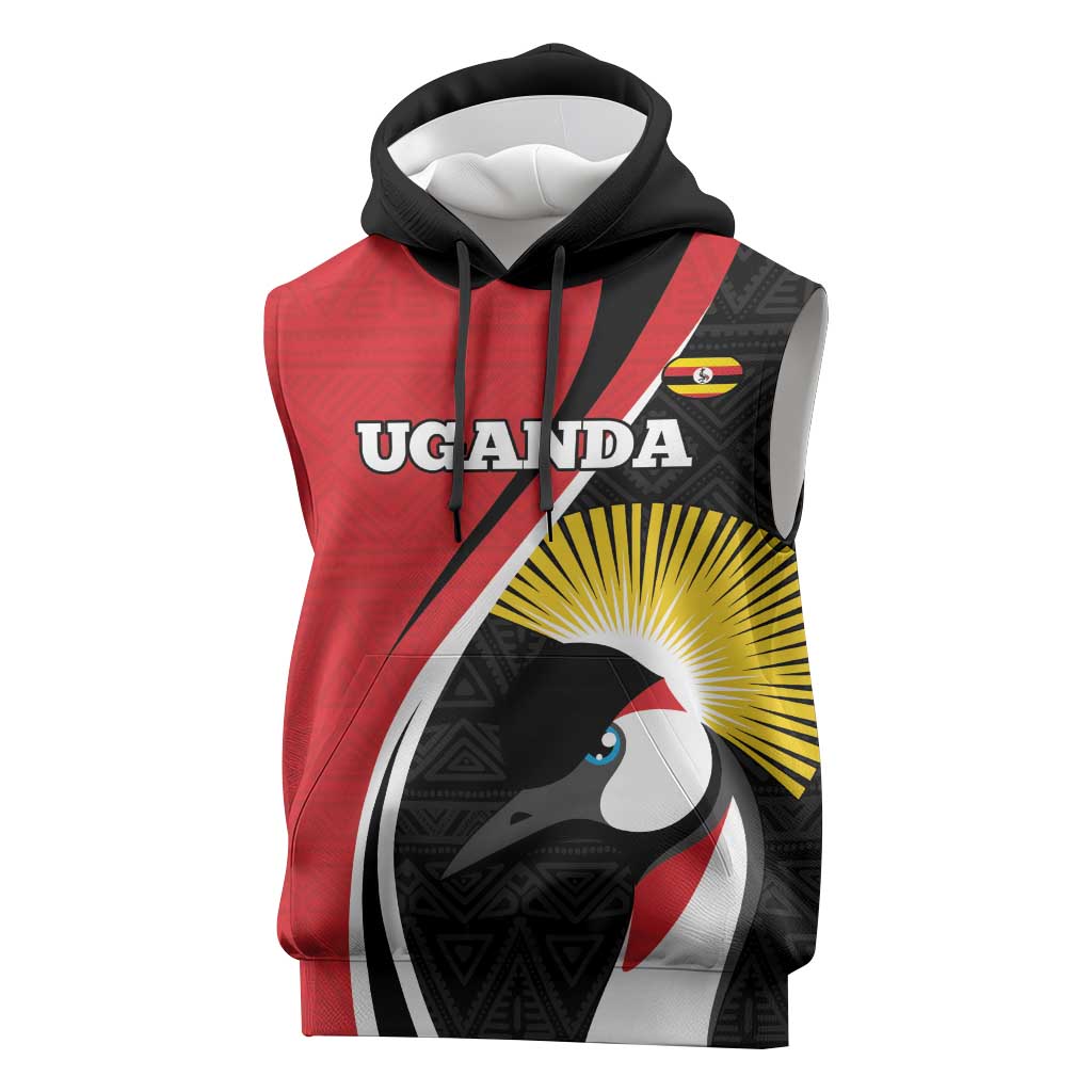 Afro Uganda Rugby Custom Sleeveless Hoodie Go Cranes - African Pattern - African Pride