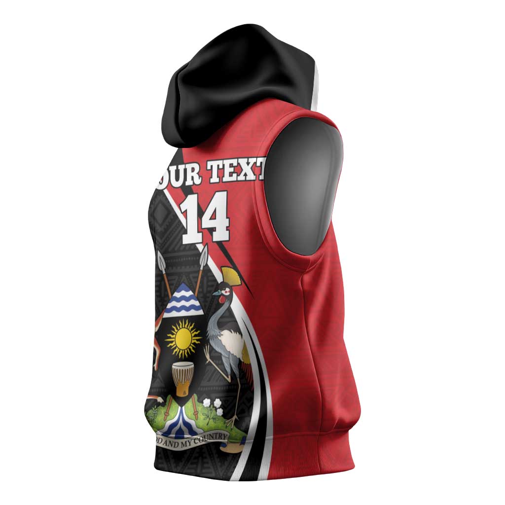 Afro Uganda Rugby Custom Sleeveless Hoodie Go Cranes - African Pattern - African Pride