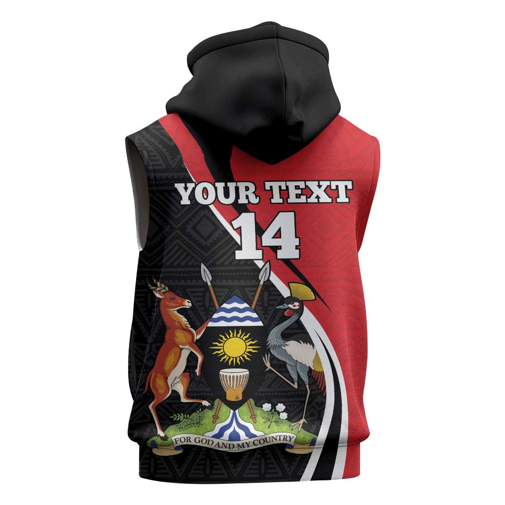 Afro Uganda Rugby Custom Sleeveless Zip Hoodie Go Cranes - African Pattern - African Pride