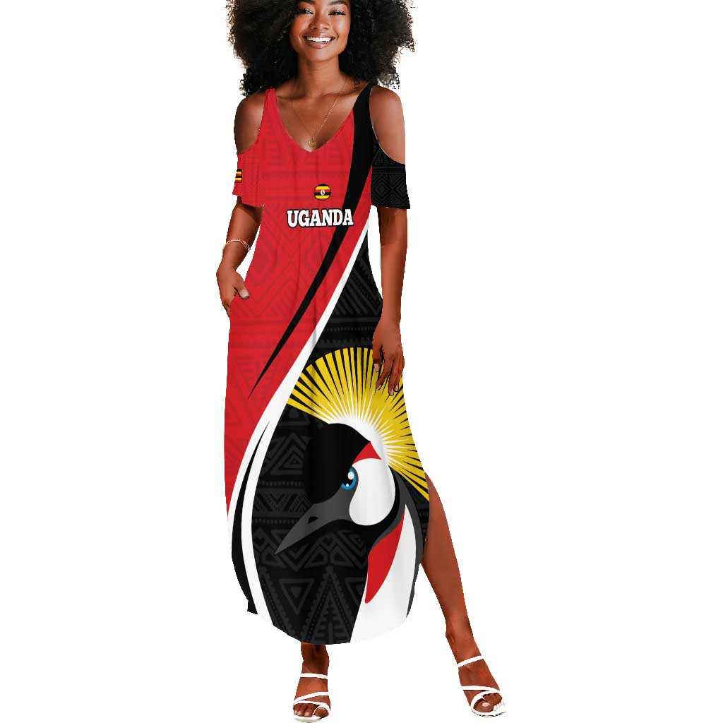 Afro Uganda Rugby Custom Summer Maxi Dress Go Cranes - African Pattern