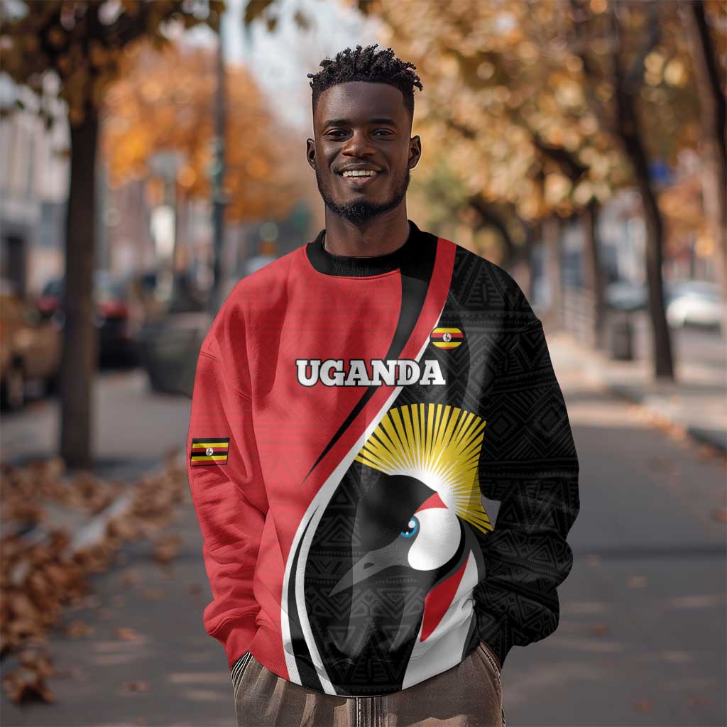 Afro Uganda Rugby Custom Sweatshirt Go Cranes - African Pattern