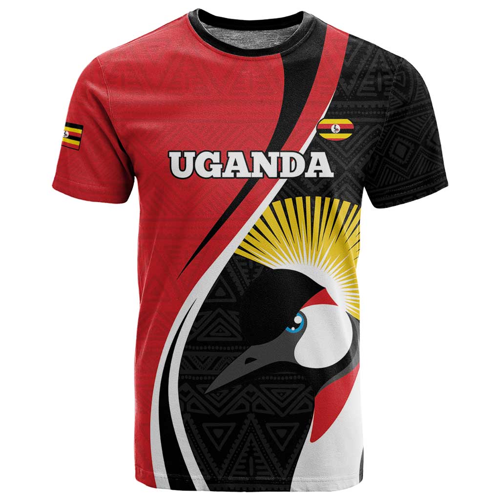 Afro Uganda Rugby Custom T shirt Go Cranes - African Pattern