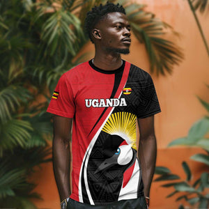 Afro Uganda Rugby Custom T shirt Go Cranes - African Pattern