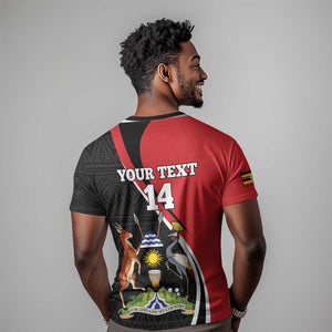 Afro Uganda Rugby Custom T shirt Go Cranes - African Pattern