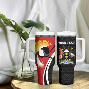 Afro Uganda Rugby Custom Tumbler With Handle Go Cranes - African Pattern