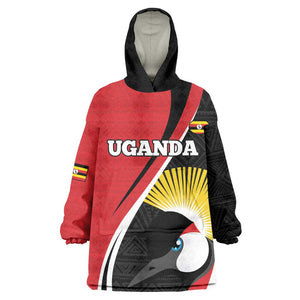 Afro Uganda Rugby Custom Wearable Blanket Hoodie Go Cranes - African Pattern