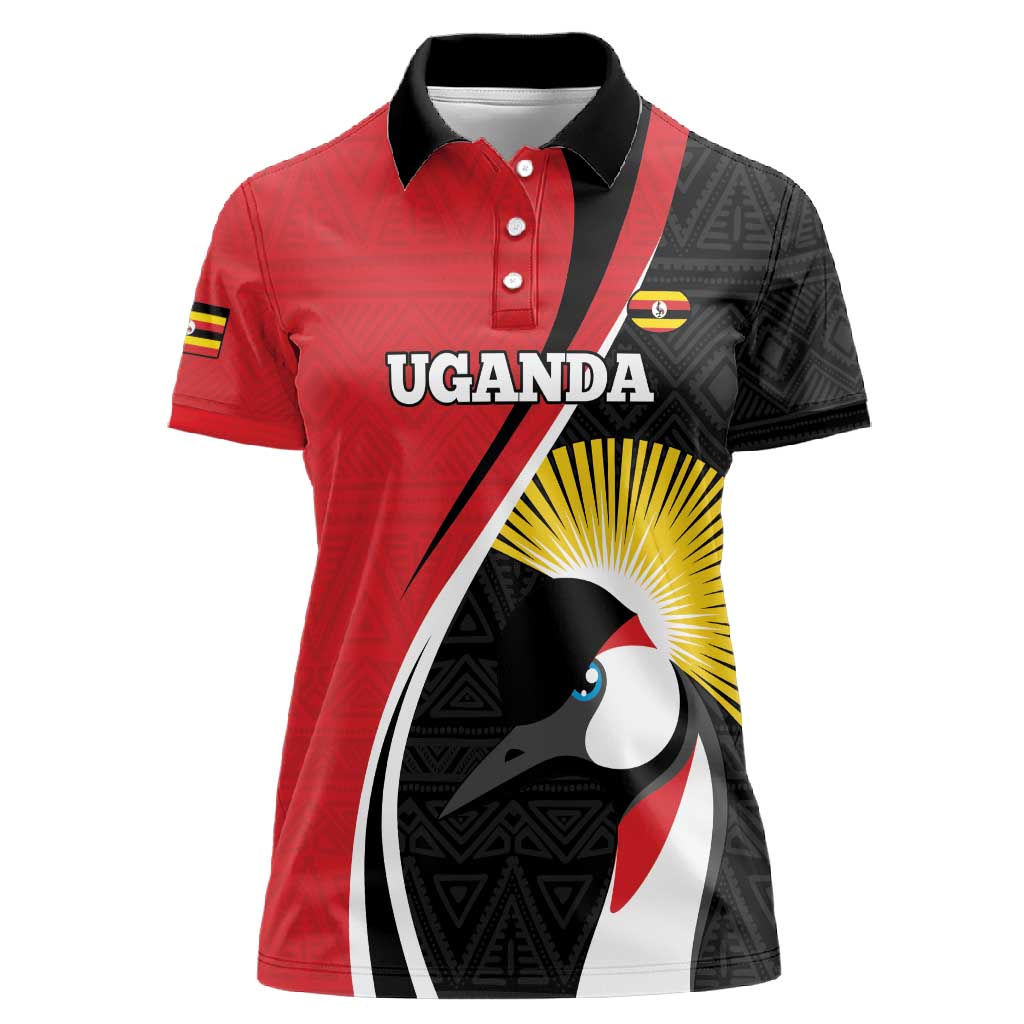 Afro Uganda Rugby Custom Women Polo Shirt Go Cranes - African Pattern