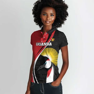 Afro Uganda Rugby Custom Women Polo Shirt Go Cranes - African Pattern