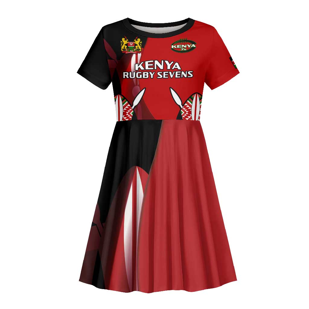 Custom Kenya Rugby Sevens Kenyan Sporty Version Kid Short Sleeve Dress