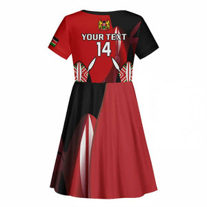 Custom Kenya Rugby Sevens Kenyan Sporty Version Kid Short Sleeve Dress