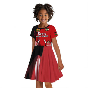 Custom Kenya Rugby Sevens Kenyan Sporty Version Kid Short Sleeve Dress