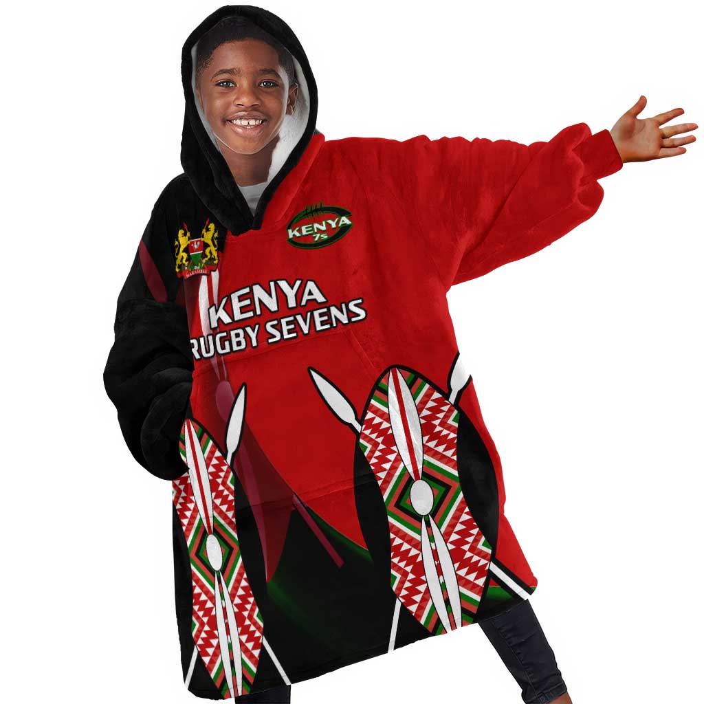 Custom Kenya Rugby Sevens Kenyan Sporty Version KId Wearable Blanket Hoodie