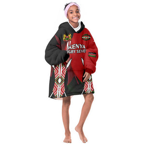 Custom Kenya Rugby Sevens Kenyan Sporty Version KId Wearable Blanket Hoodie