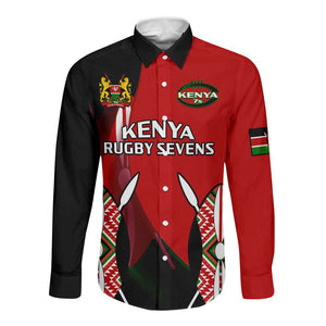 Custom Kenya Rugby Sevens Kenyan Sporty Version Long Sleeve Button Shirt