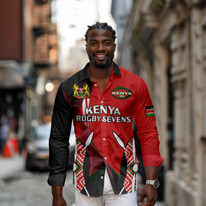 Custom Kenya Rugby Sevens Kenyan Sporty Version Long Sleeve Button Shirt